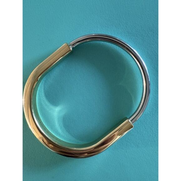 Tiffany co 18k Gold Lock Bangle Hinge Bracelet WIDE Version Pristine Fits Up 6.5 - Picture 4 of 9